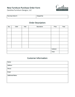 Furniture Purchase Order Form