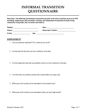 Sample fax cover sheet - Informal transition questionnaire - ECSE - northlandsped