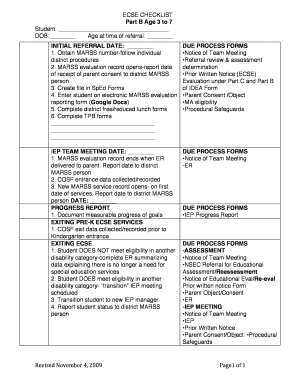 Early Childhood Special Education Checklist