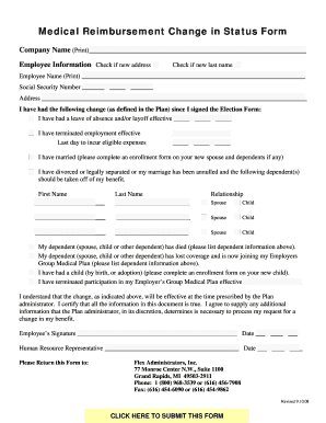 Medical Reimbursement Change in Status Form