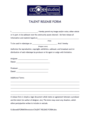 Talent Release Form