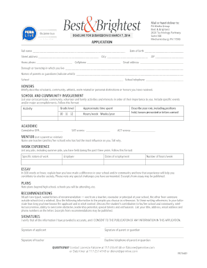 Best & Brightest Application Form
