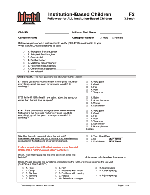 Institution-Based Children Follow-Up Form