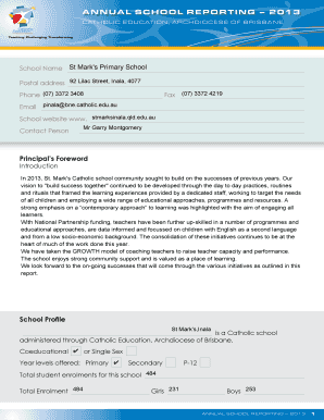 Annual School Reporting Form 2013