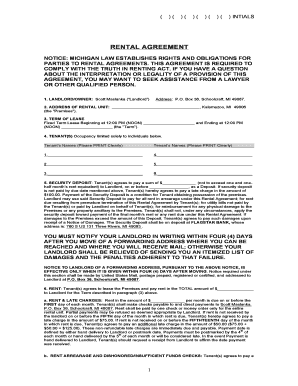 Michigan Residential Lease Agreement