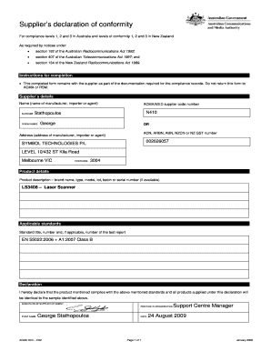Supplier's Declaration of Conformity