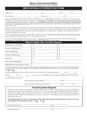 Medication Authorization Form