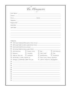 Honeymoon Travel Planning Form