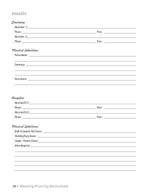 Wedding Music and Entertainment Planning Form