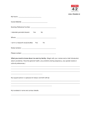 Prenatal Birth Plan Form