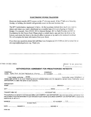 EFT Authorization Agreement