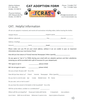 Cat Adoption Form