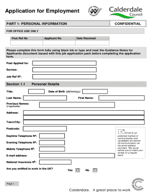 UK Employment Application Form
