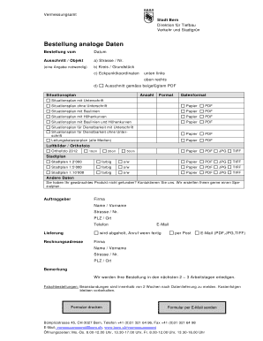 Bestellung analoge Daten
