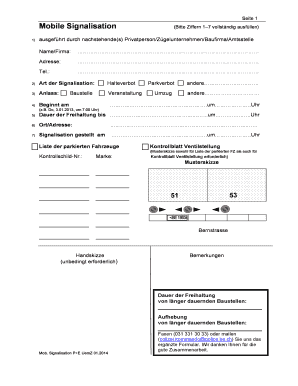 Formular für die Verwendung von mobilen Signalen