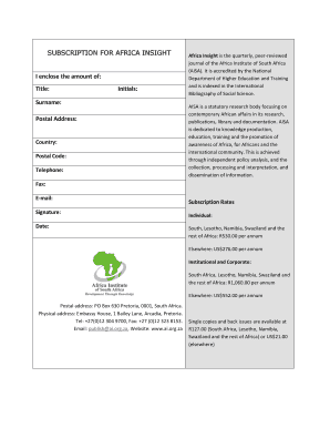 Africa Insight Subscription Form