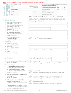 UK Court Fee Exemption Application Form