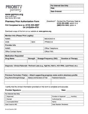 Pharmacy Prior Authorization Form
