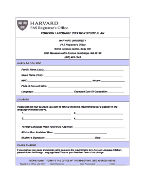 Harvard University Foreign Language Citation Study Plan