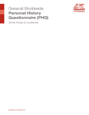 Generali Worldwide Personal History Questionnaire