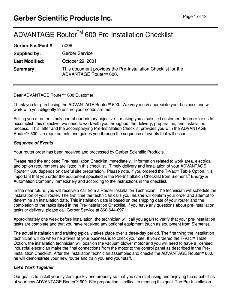 Fillable Online Gerber Scientific Products Inc Page 1 of 13 Fax Email Print pdfFiller