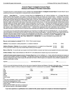 Consumer Report Disclosure and Authorization