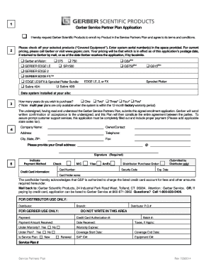 Fillable Online 1 Gerber Service Partner Plan Application Fax Email ...