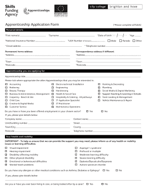 Apprenticeship Application Form