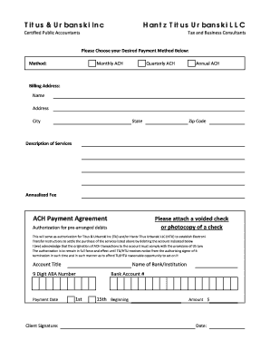 ACH Payment Authorization Form
