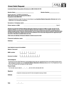 Australian Medical Association Direct Debit Request