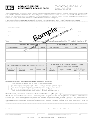 Graduate College Registration Revision Form