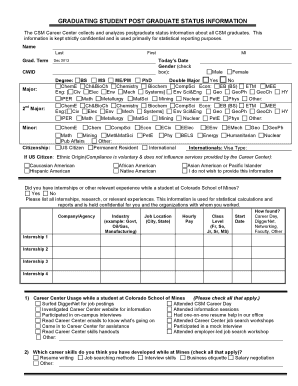 Graduating Student Post Graduate Status Information