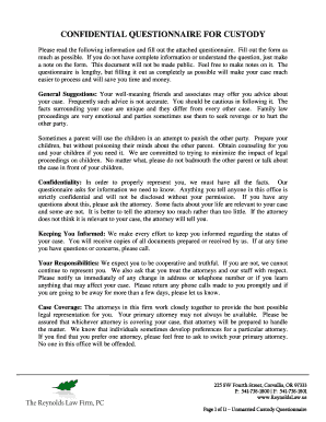 Unmarried Custody Questionnaire