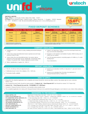 Unitech Fixed Deposit Application Form