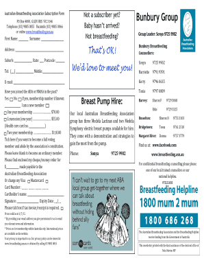 Australian Breastfeeding Association Membership Form