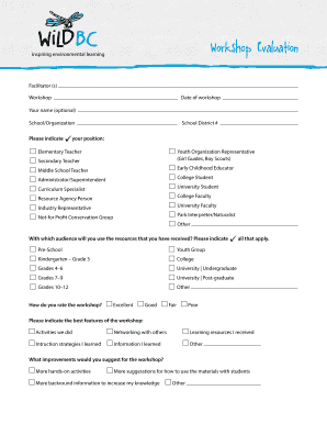 Workshop Evaluation Form