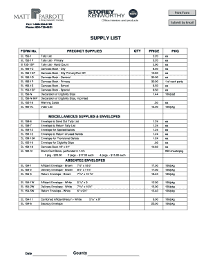 Precinct Supply List