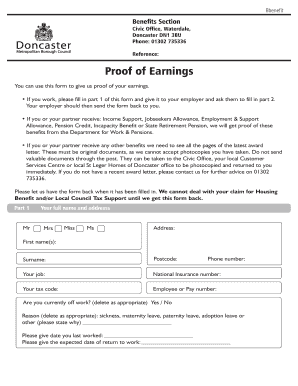 Proof of Earnings Form