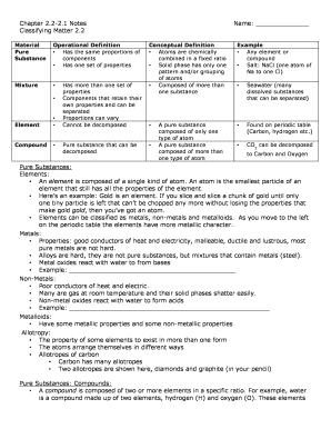 Classifying Matter Worksheet