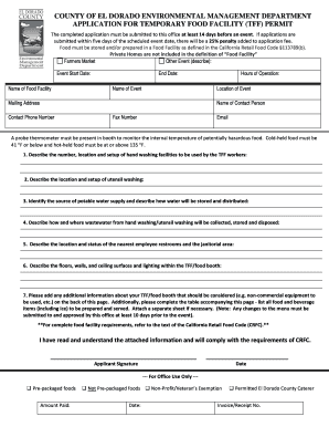 California Temporary Food Facility Permit Application