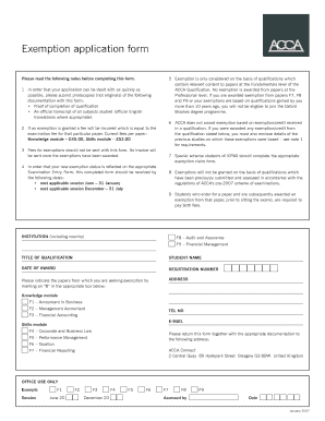 ACCA Qualification Exemption Application Form