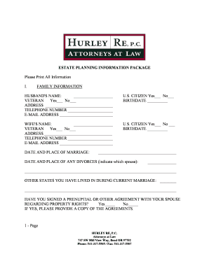 Estate Planning Information Package