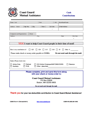 Coast Guard Mutual Assistance Donation Form