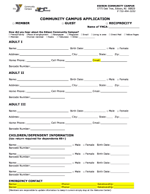 Edison Community Campus Application and Waiver