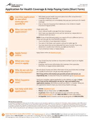 Application for Health Coverage & Help Paying Costs (Short Form)