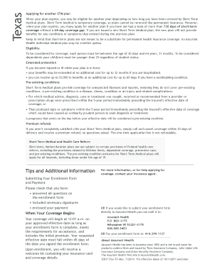 Texas Short Term Medical Insurance Form
