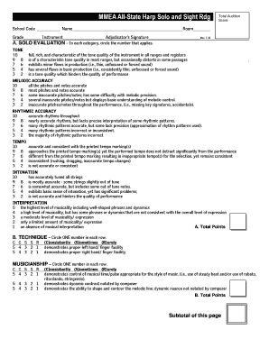 MMEA All-State Solo and Sight Reading Evaluation Form