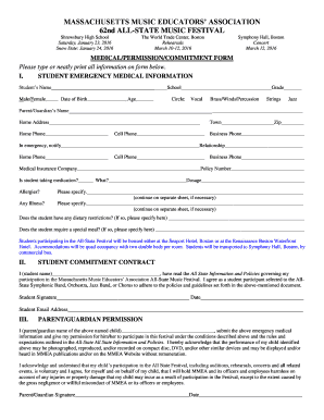 Massachusetts Music Educators' Association All-State Festival Form