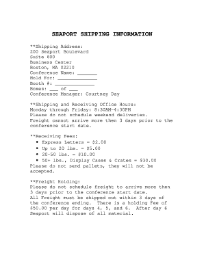 Seaport Shipping Information Form