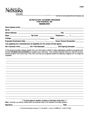 Satisfactory Academic Progress Appeal Form